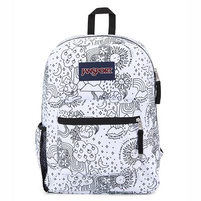 JanSport CROSS TOWN Schooltas Wit Zwart | NL_JS222