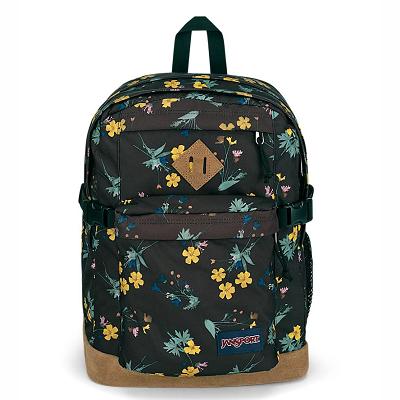 JanSport SUEDE CAMPUS Laptop Rugzak Zwart Geel | NL_JS484