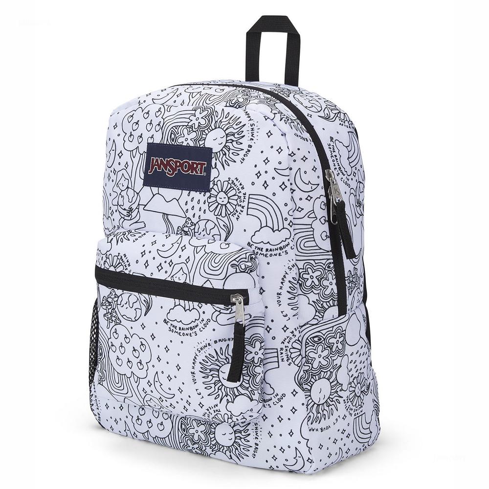 JanSport CROSS TOWN Schooltas Wit Zwart | NL_JS222