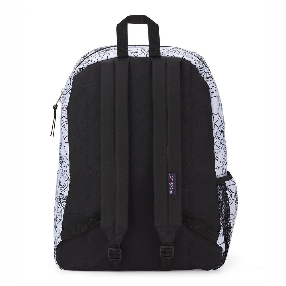 JanSport CROSS TOWN Schooltas Wit Zwart | NL_JS222