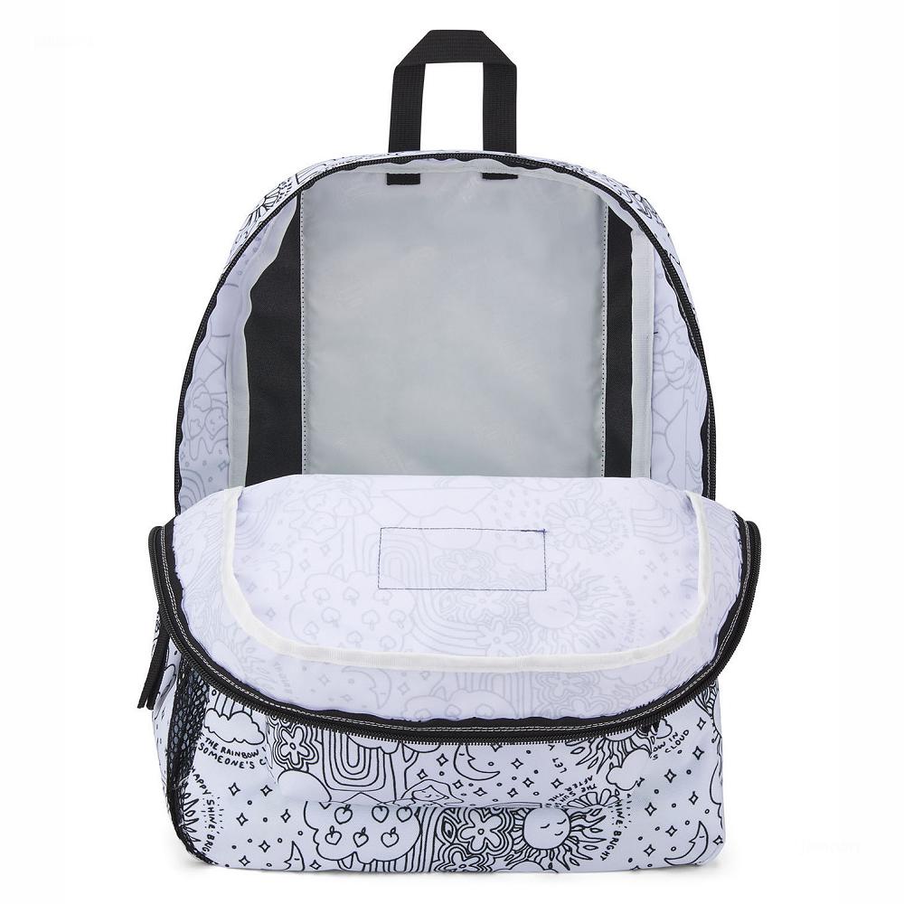 JanSport CROSS TOWN Schooltas Wit Zwart | NL_JS222