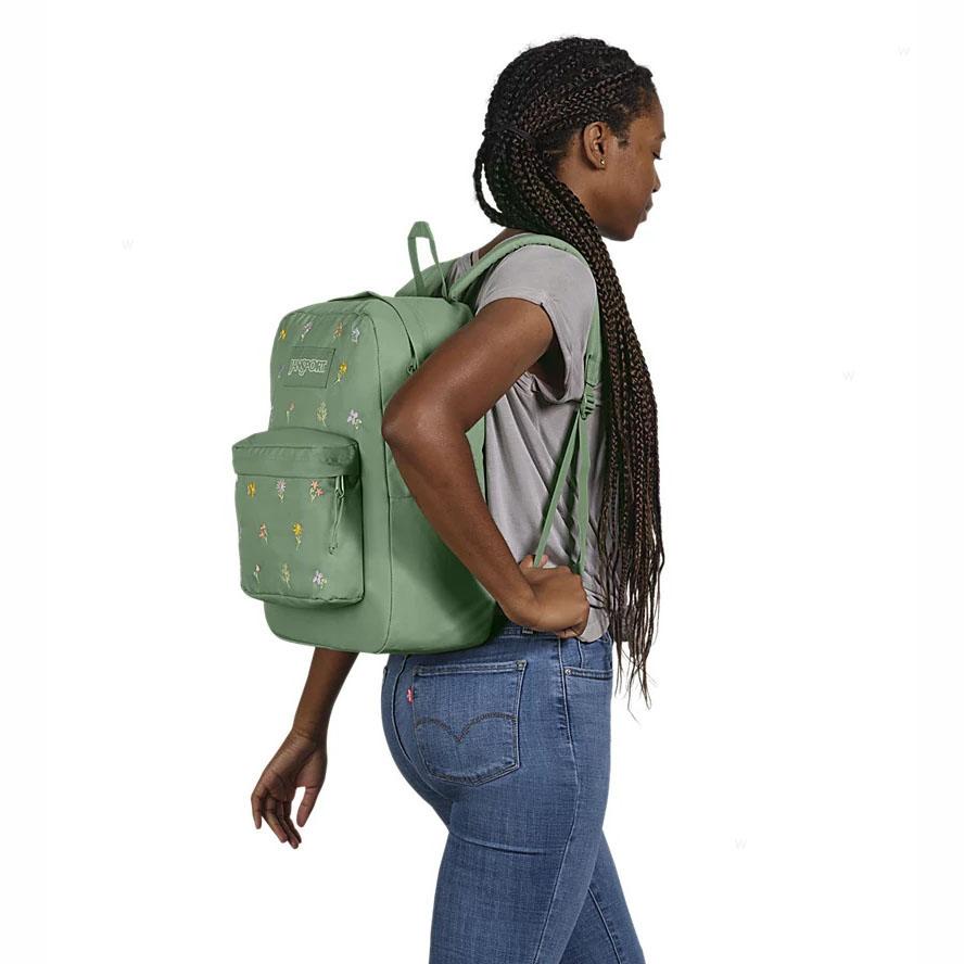 JanSport EMBROIDERED BLOSSOM BUNDLE Schooltas Groen | NL_JS390